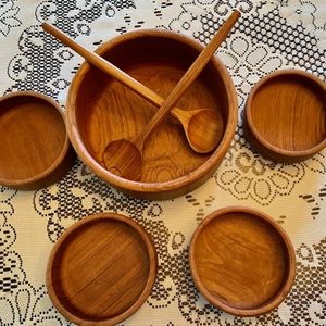 Vintage Teak Wood Bowl Set